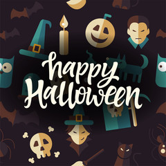 Happy Halloween - celebration poster on seamless background