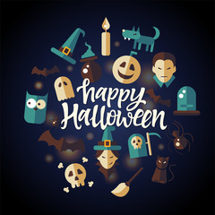 Happy Halloween - celebration poster on seamless background