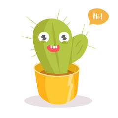 Happy cactus with a face.