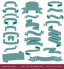 Flat vector set of vintage ribbons, retro banners