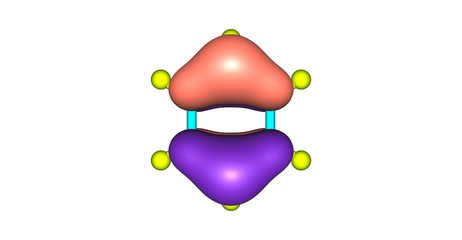 Molecular orbital of benzene isolated on white