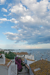 Panoramic view of Cadaques on Mediterranean seaside, Spain