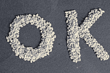 ok writing with sesame food