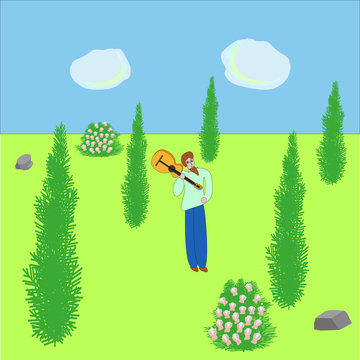 The guitarist in park
