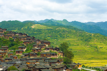 Xijiang Miao Village Houses Mountains Aerial View