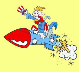 Uncle Sam on Rocket Vector