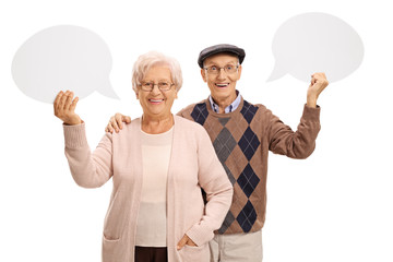 Seniors with speech bubbles