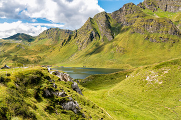 The Alpine Landscape of the Piora Valley, with Cadagno lake in background, Canton Ticino of Switzerland.  © EleSi