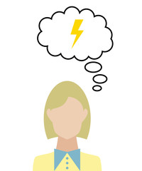 Frau überlegt - Blitz - Gefahr