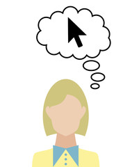 Frau überlegt - Cursor