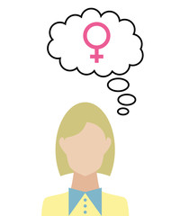 Frau überlegt - Geschlecht Frau