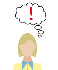 Frau überlegt - Ausruf