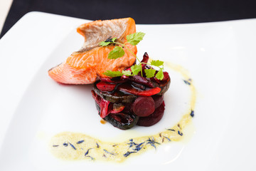 Smoked trout with vegetables