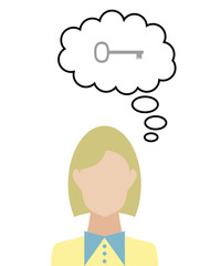 Frau überlegt - Schlüssel - Sicherung