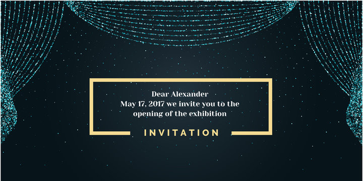 Invitation Template For The Event. Background Open Curtain.