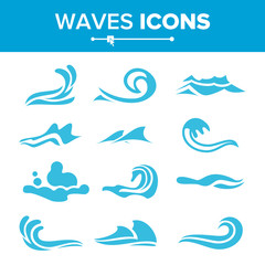 Wave Icons Vector. Ocean Water Design Element. Isolated Illustration