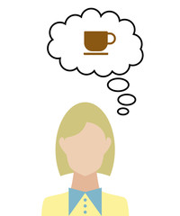 Frau überlegt - Tasse