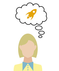 Frau überlegt - Rakete