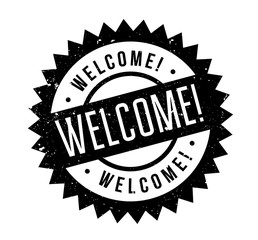 Obraz premium Welcome rubber stamp. Grunge design with dust scratches. Effects can be easily removed for a clean, crisp look. Color is easily changed.
