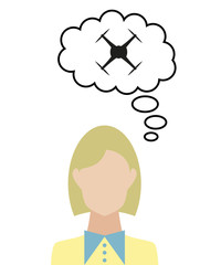 Frau überlegt - Drohne