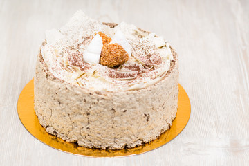 The sponge cake on the table