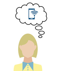 Frau überlegt - Smartphone WLAN