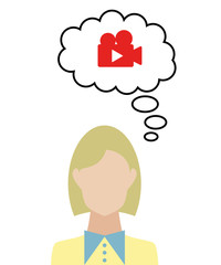 Frau überlegt - Filmkamera - Filmproduktion