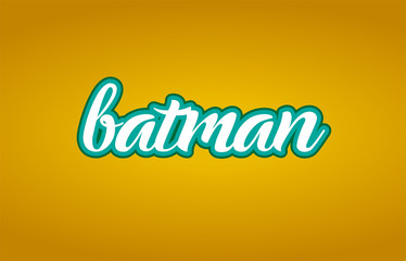 batman word text logo icon typography design green yellow