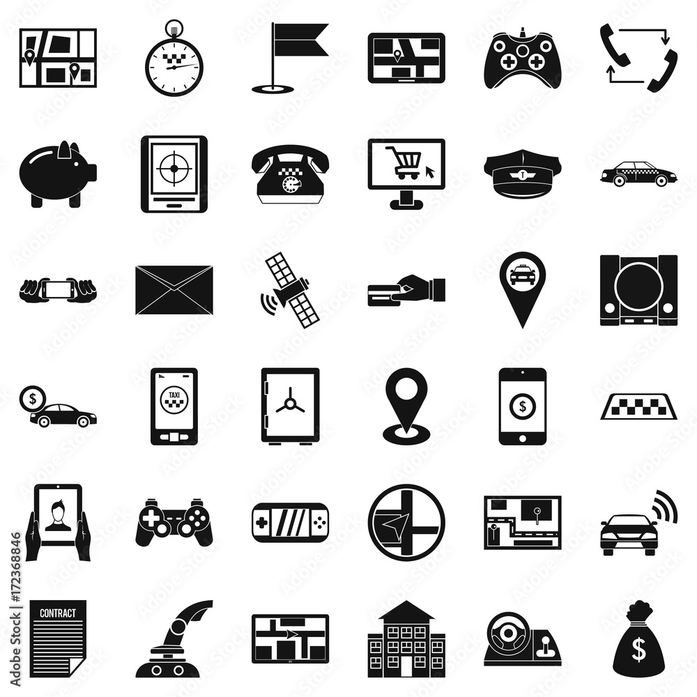 Poster button icons set, simple style