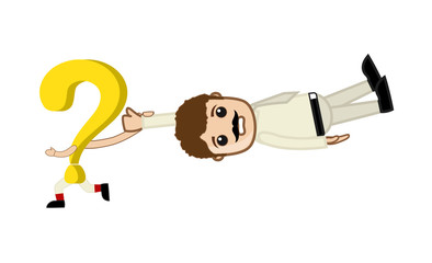 Funny Cartoon Question Mark and Businessman