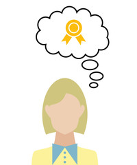 Frau überlegt - Medaille - Siegespreis