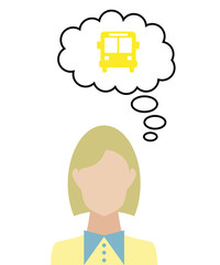 Frau überlegt - Schulbus