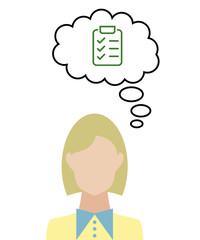 Frau überlegt - Liste