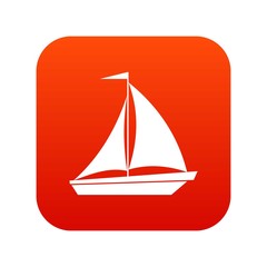 Boat with sails icon digital red