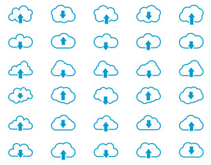 Cloud line icons Set, outline vector illustration, linear pictogram