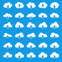 Obraz premium Cloud icons Set, vector illustration, pictogram