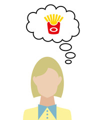 Frau überlegt - Pommes