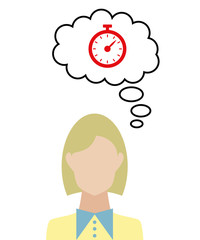 Frau überlegt - Stoppuhr