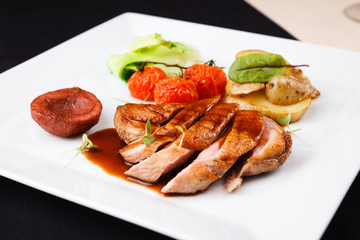 Roasted duck with pear