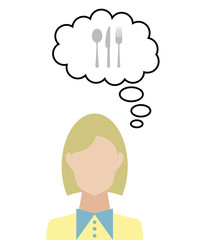 Frau überlegt - Besteck - Catering