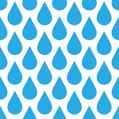 Blue rain drop seamless pattern background. Water and bad weather theme. Vector illustration.