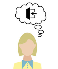 Frau überlegt - Ausgang