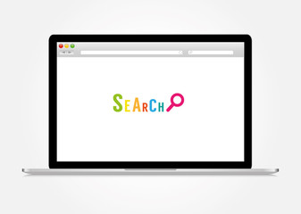 Laptop with open browser. vector illustration