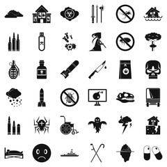 Crutch icons set, simple style