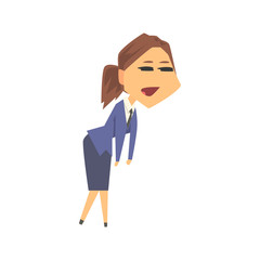Young businesswoman character in formal wear feeling tired, business person having a lot of work cartoon vector illustration