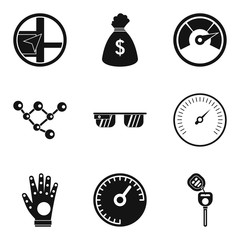 High speed icons set, simple style