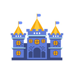 Fototapeta premium Blue fairytale royal castle or palace building vector illustration