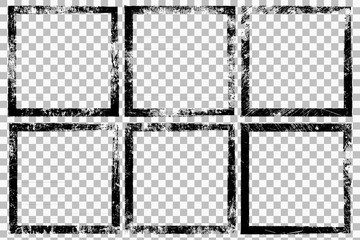 Set of Vector rectangles frames for image with distress texture