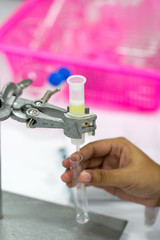 Chemical analysis in the laboratory.