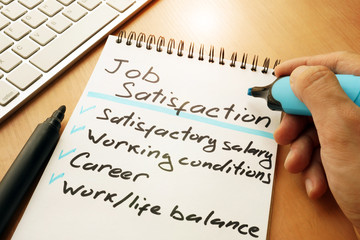 Job satisfaction list written by hand.